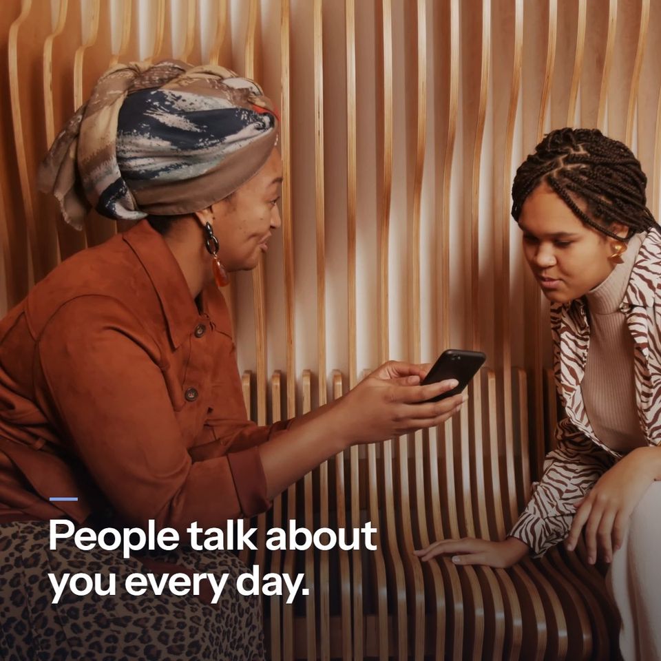 A short silent story. Two women share something on a phone: "People talk about you every day." A café owner at her counter takes a call and smiles: "Now you hear it first." Another owner types a reply on her phone: "Every new review gets a reply." A barista is calmly back at work: "No more surprises."